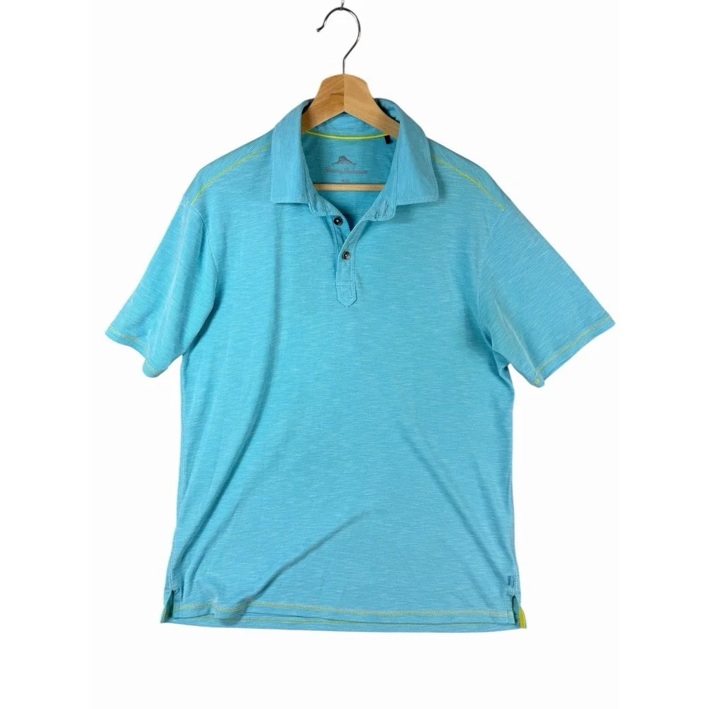Tommy Bahama IslandZone Polo Shirt Mens Medium Blue Performance Golf